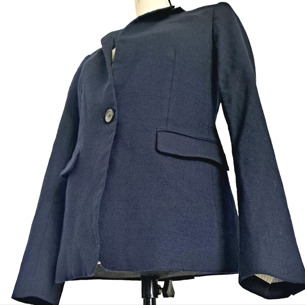 SOLD J. Crew Regent Wool blend navy blue Flannel preppy office blazer Jacket 4 - Picture 8 of 17